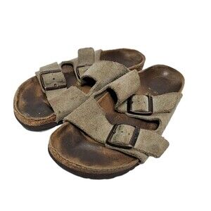 Birkenstock Arizona Women's Size 7 38 Soft Footbed Suede Leather Sandals Taupe